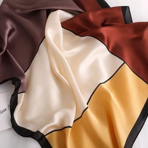 Women Silk Satin Scarf Square Neck Bandana - Picture 5 of 7